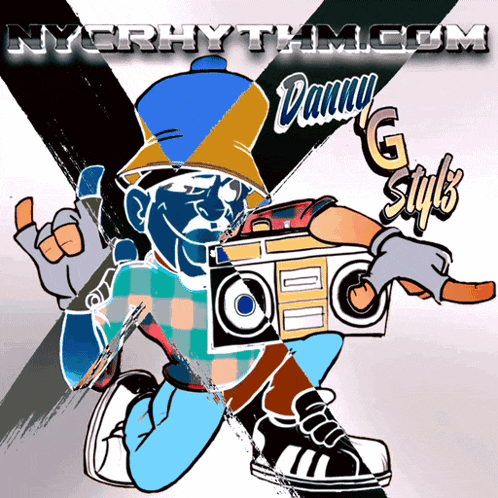 a poster for nycrhythm.com features a cartoon character