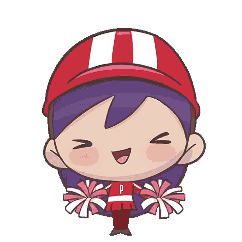 a cartoon drawing of a cheerleader with the letter p on his shirt
