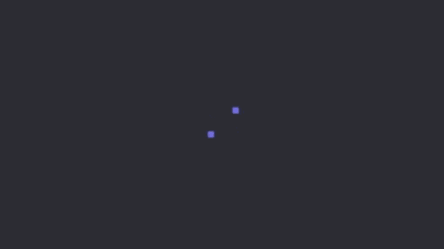 two blue squares are floating in the dark on a dark background .