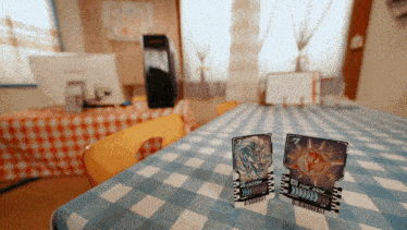 two cards on a table one of which says tic tok on it