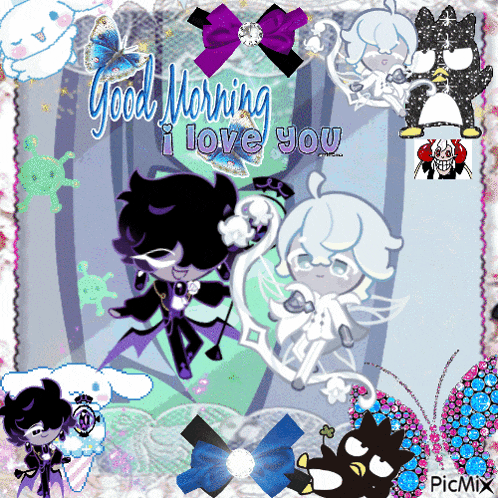 a good morning i love you greeting card with a bunch of cartoon characters
