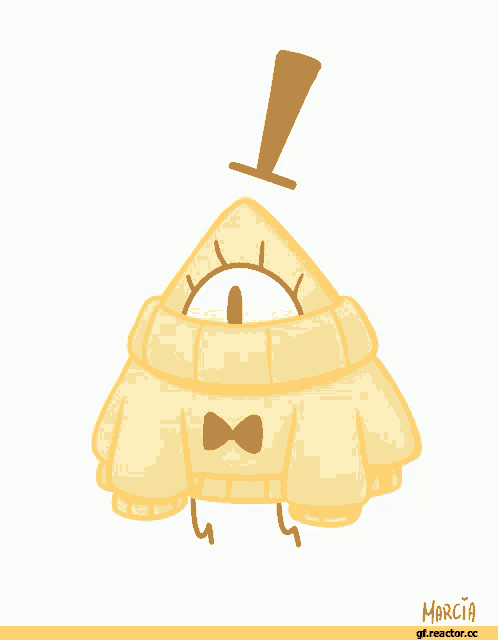 a drawing of a triangle wearing a yellow sweater and a bow tie