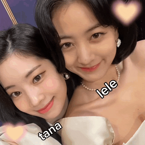 two girls posing for a picture with the name tana and lele