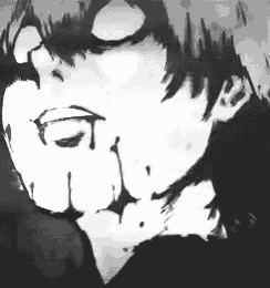 a black and white drawing of a man 's face with his eyes closed