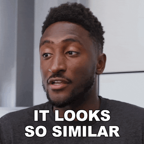 a man with the words it looks so similar written on his face
