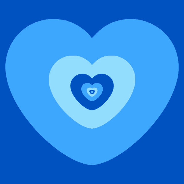 a blue heart is surrounded by smaller hearts on a light blue background