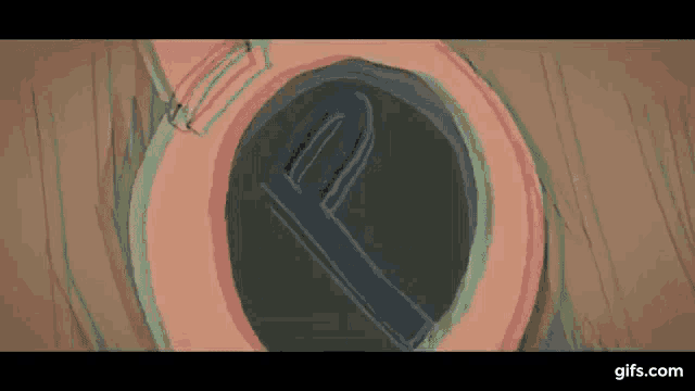 a cartoon drawing of a toothbrush in a hole in a can .