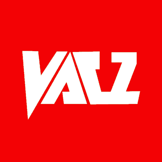 a red and white logo for valz on a white background