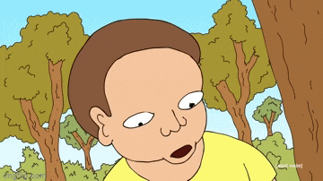 a cartoon of a man in a yellow shirt with a surprised look on his face and the words adult swim on the bottom