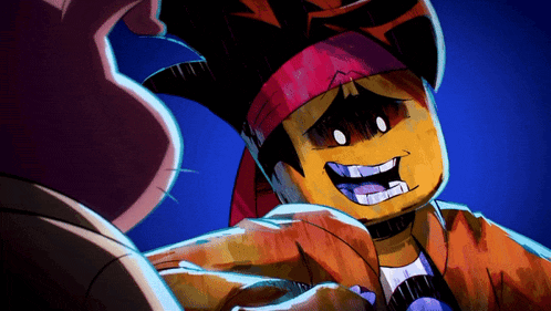 a cartoon character with a bandana on his head is smiling