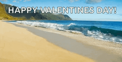 a beach with the words happy valentine 's day written on it