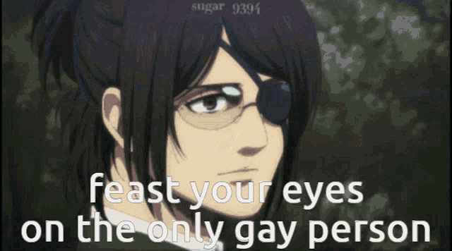 a cartoon of a town with the words " feast your eyes on the only gay person "