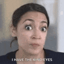a close up of a woman 's face with the words `` i have the kind eyes '' written on it .
