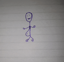 a stick figure with a face drawn on it