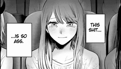 a black and white drawing of a girl with a caption that says this shit ... is so ass