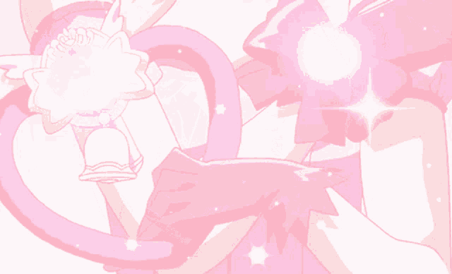 a pink background with a girl in a pink dress holding a heart shaped object