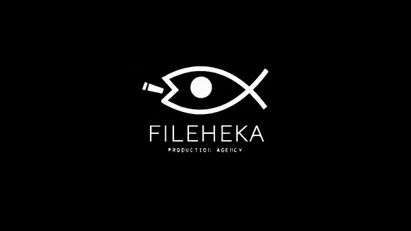 the logo for fileheka production agency has a fish with a cigarette in its mouth .