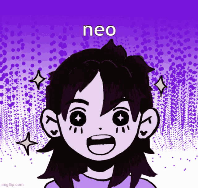 a drawing of a girl with the word neo written on the bottom