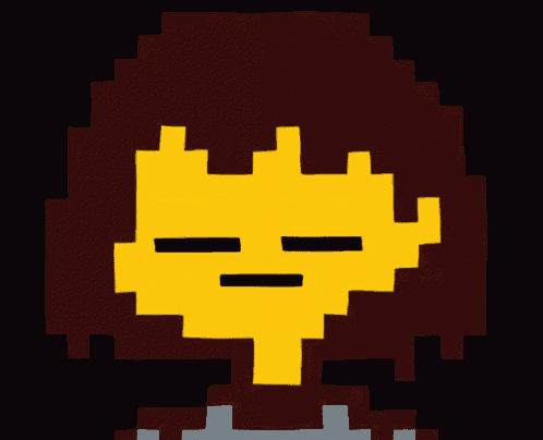 a pixel art of a person with the word fuck written on it