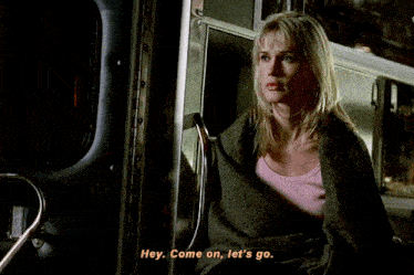 a woman says hey come on let 's go while another woman looks on