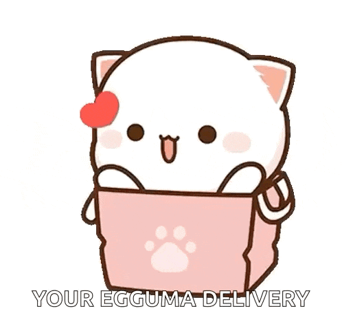 a cartoon cat is sitting inside of a pink box with a heart .