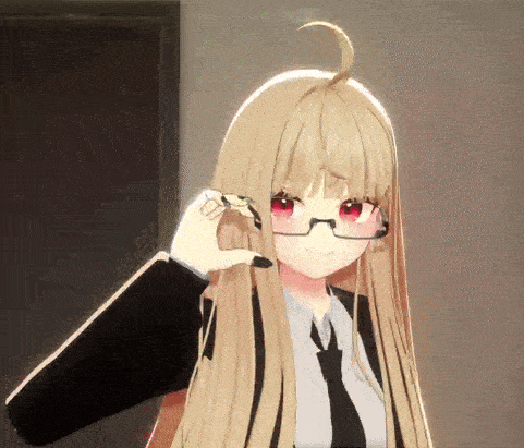 a 3d anime girl wearing glasses and a suit and tie