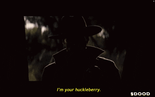a cartoon of a man wearing a hat and goggles says " i 'm your huckleberry "