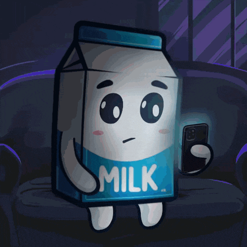 a person is holding a cell phone with a picture of milkely on it