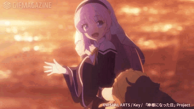 a gif of a girl with purple hair and the words gifmagazine at the top
