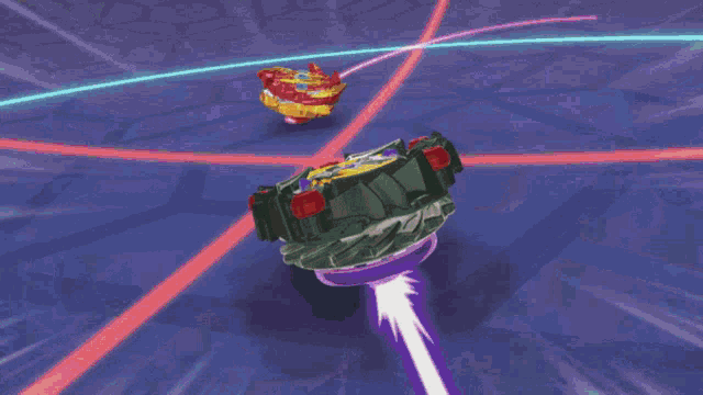 a cartoon of two robots fighting each other in a stadium
