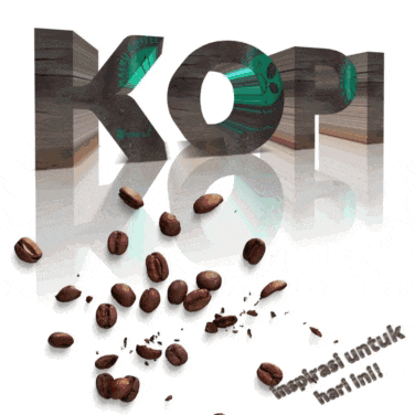 the word kopi is surrounded by coffee beans and says inspirasi untuk hari ini