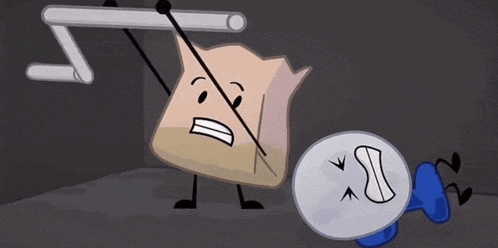 a cartoon character is standing next to another cartoon character and holding a pipe .