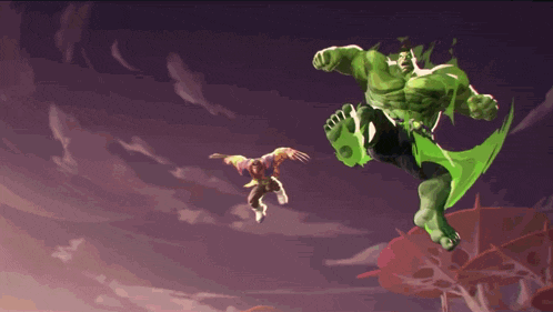 the hulk is flying through the air with a green lantern