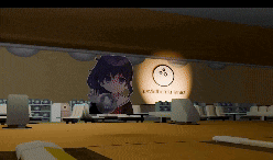 a bowling alley with a picture of a girl and the words let 's go bowling