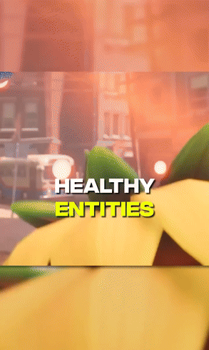 a healthy entities advertisement with a cartoon character