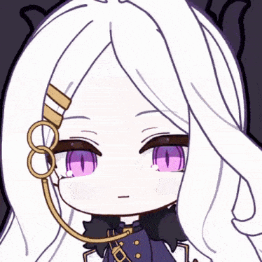 a drawing of a girl with purple eyes
