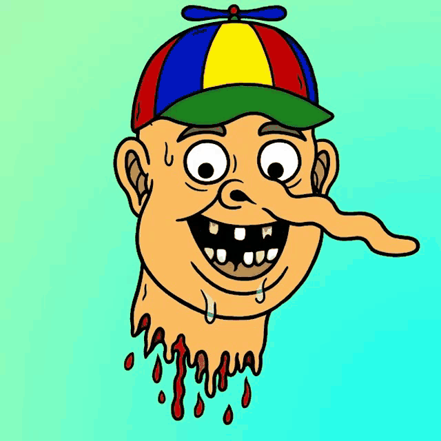 a cartoon of a man with a long nose and a hat