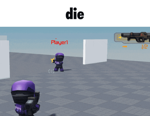 a screenshot of a video game that says die player1