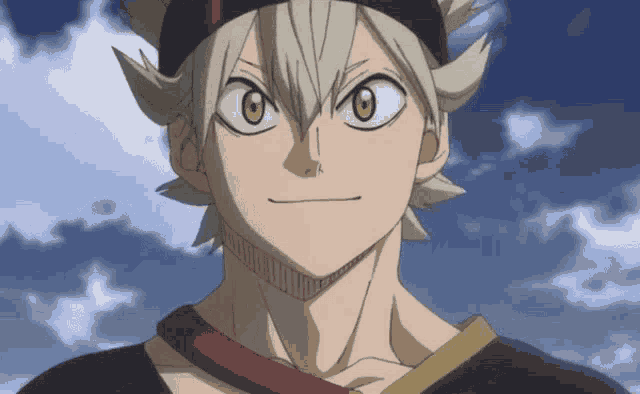 a close up of a person 's face with a blue sky behind them