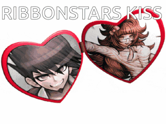 a couple of heart shaped mirrors with the words ribbonstars kiss