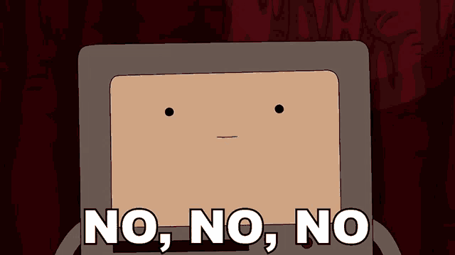 a cartoon character says " no , no , no " on a red background