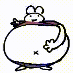 a cartoon drawing of a mouse with a scarf around its neck .
