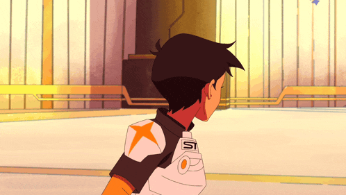 a cartoon character with the letter s on the back of his chest
