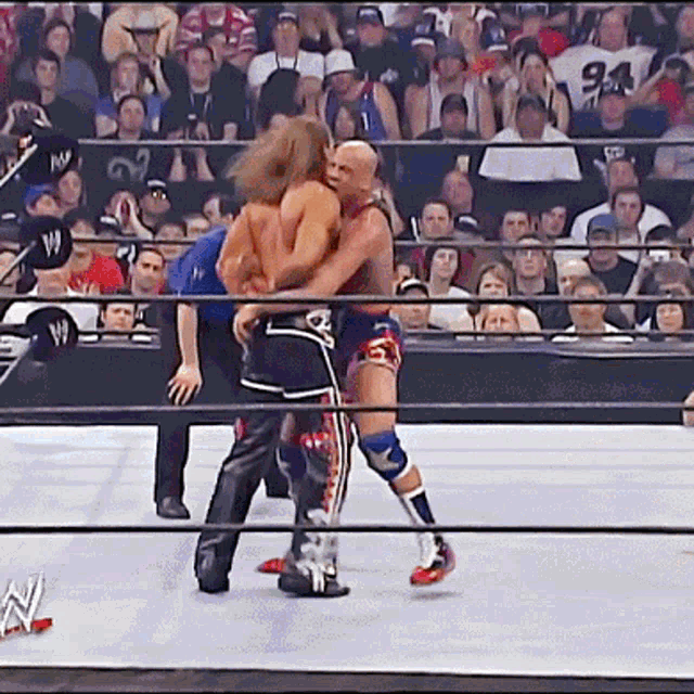 Kurt Angle Shawn Michaels GIF - Kurt Angle Shawn Michaels Wrestlemania21 GIFs