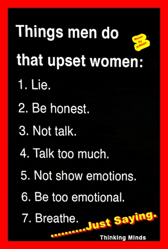 a poster that says things men do that upset women