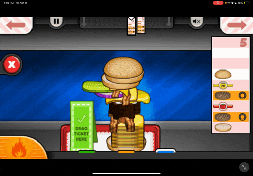 a screenshot of a game that says drag ticket here on the bottom
