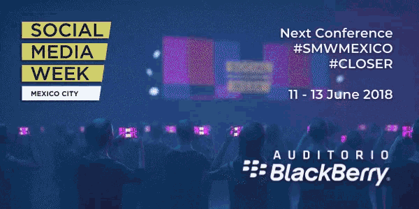 an advertisement for social media week in mexico city sponsored by blackberry