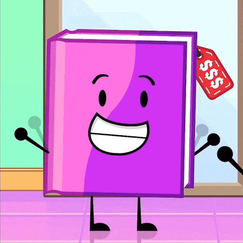 a purple book with a red tag that says $ 5