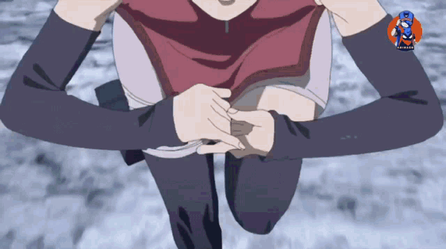 a cartoon drawing of a girl with a logo that says ' naruto '