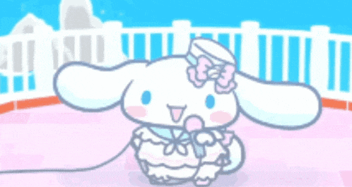 a cartoon of cinnamoroll holding a microphone